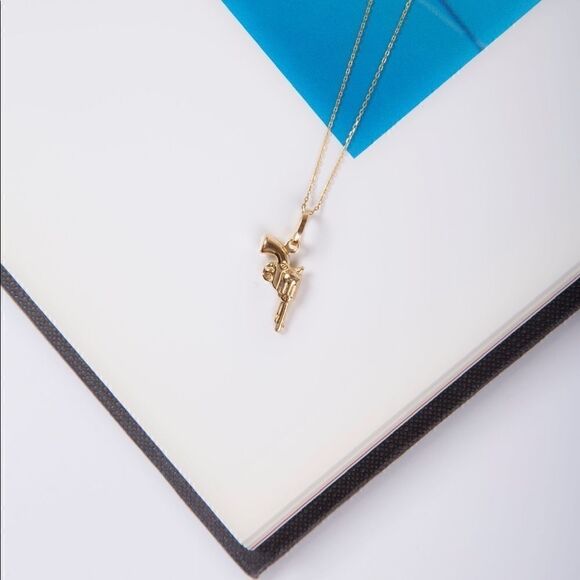 14k Real Gold Revolver Pendant | Birthday Gift | Gold Revolver Charm | Jewelry | - Picture 4 of 8